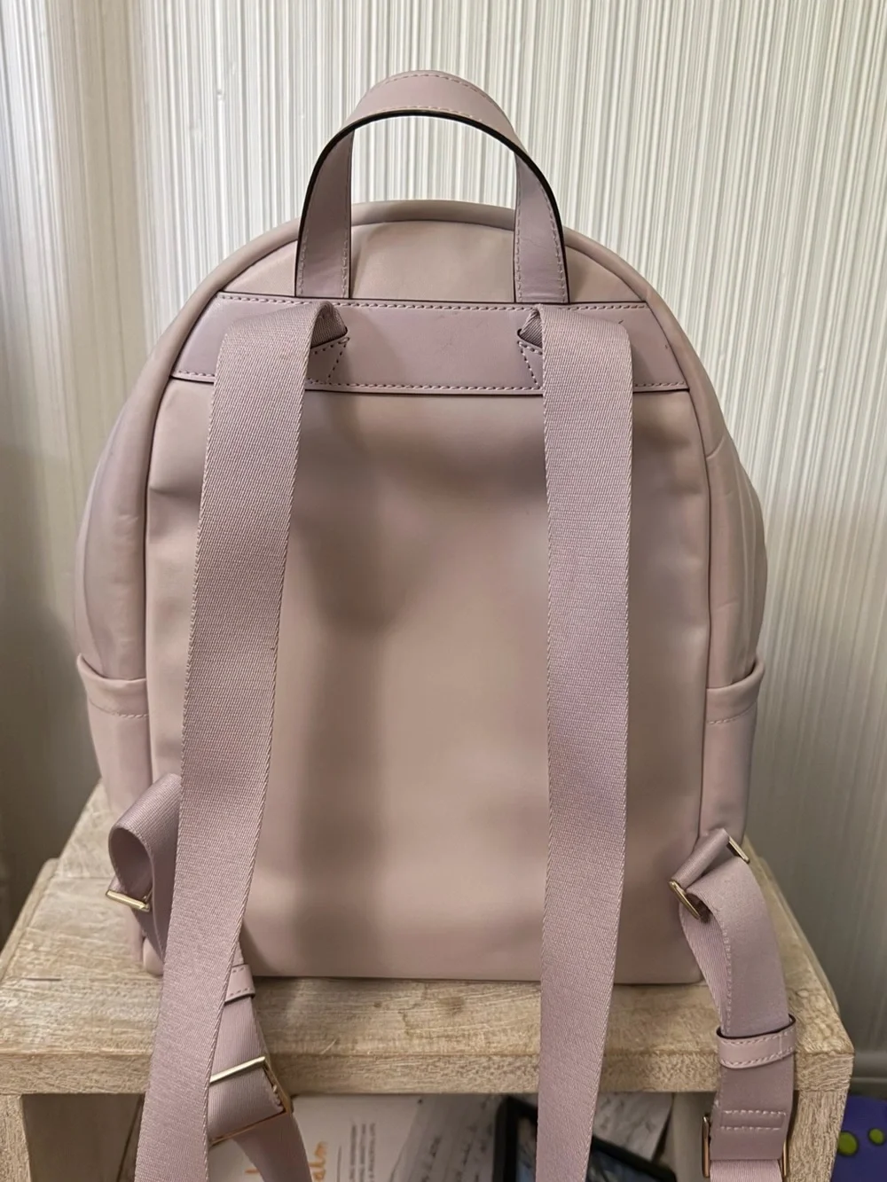 kate spade New York Pale Blush Nylon Backpack with Gold Hardware